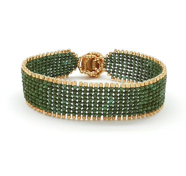 Brazalete Telar Dorado Delgado Liso Turquesa T